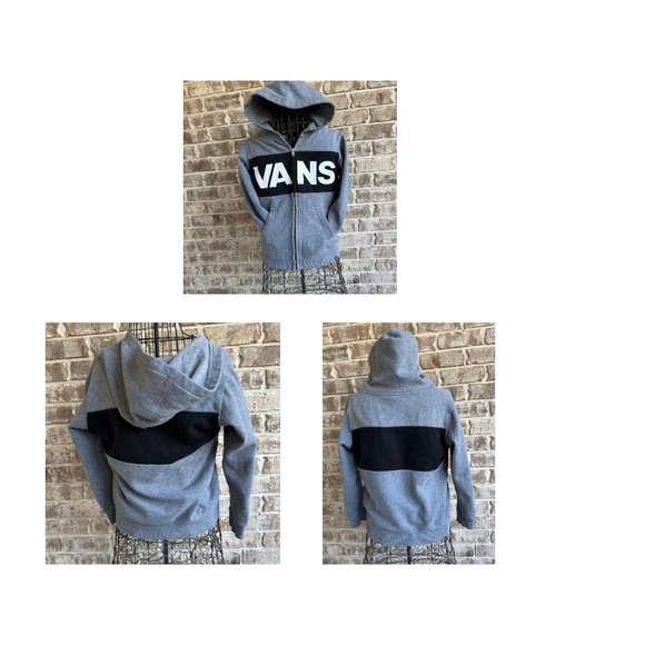 Vans Off The  Wall Hoodie Unisex Small Gray Sweatshirt Skakeboard Zip Po… - Picture 9 of 12